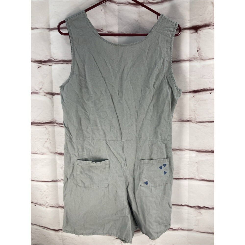 Junk Food Disney Mickey Mouse Romper Womens L Gray Shortalls Overalls Linen